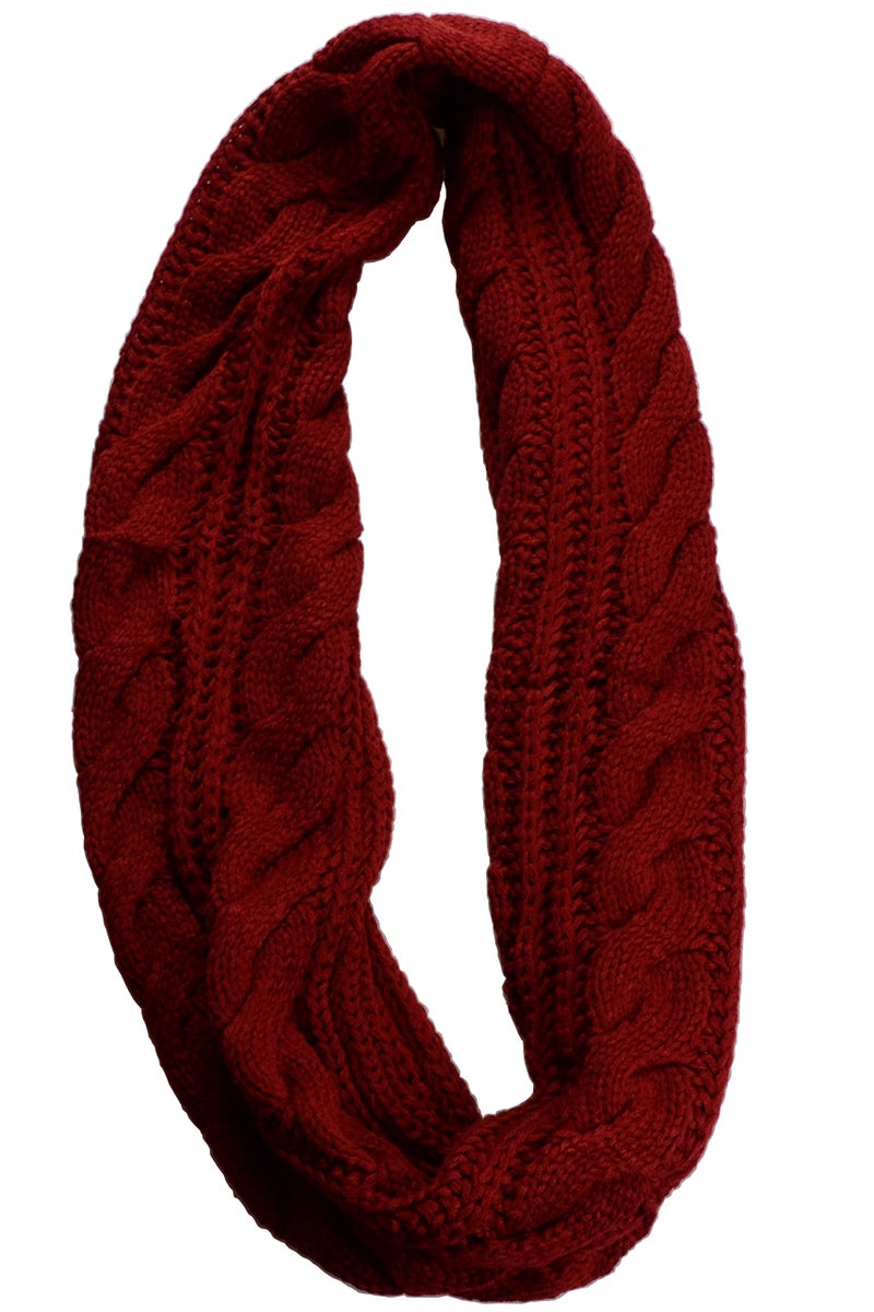NEOSAN Womens Thick Ribbed Knit Winter Infinity Circle Loop Scarf Twist Claret - Image 3